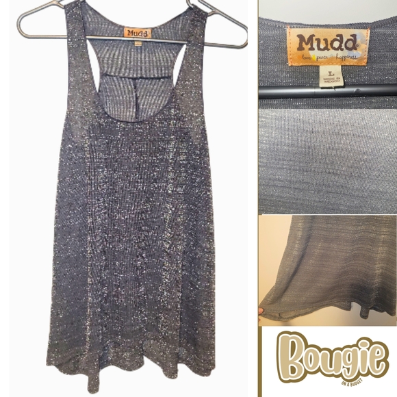 Mudd Tops - Mudd Women's Shimmering Gray Tank Top Racerback Style Size Large